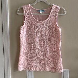 Dina Be Floral Lace Tank Top in Soft Pink